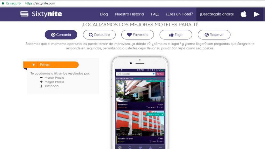 Sixtynite, app para localizar buenos moteles para una noche de arrebato